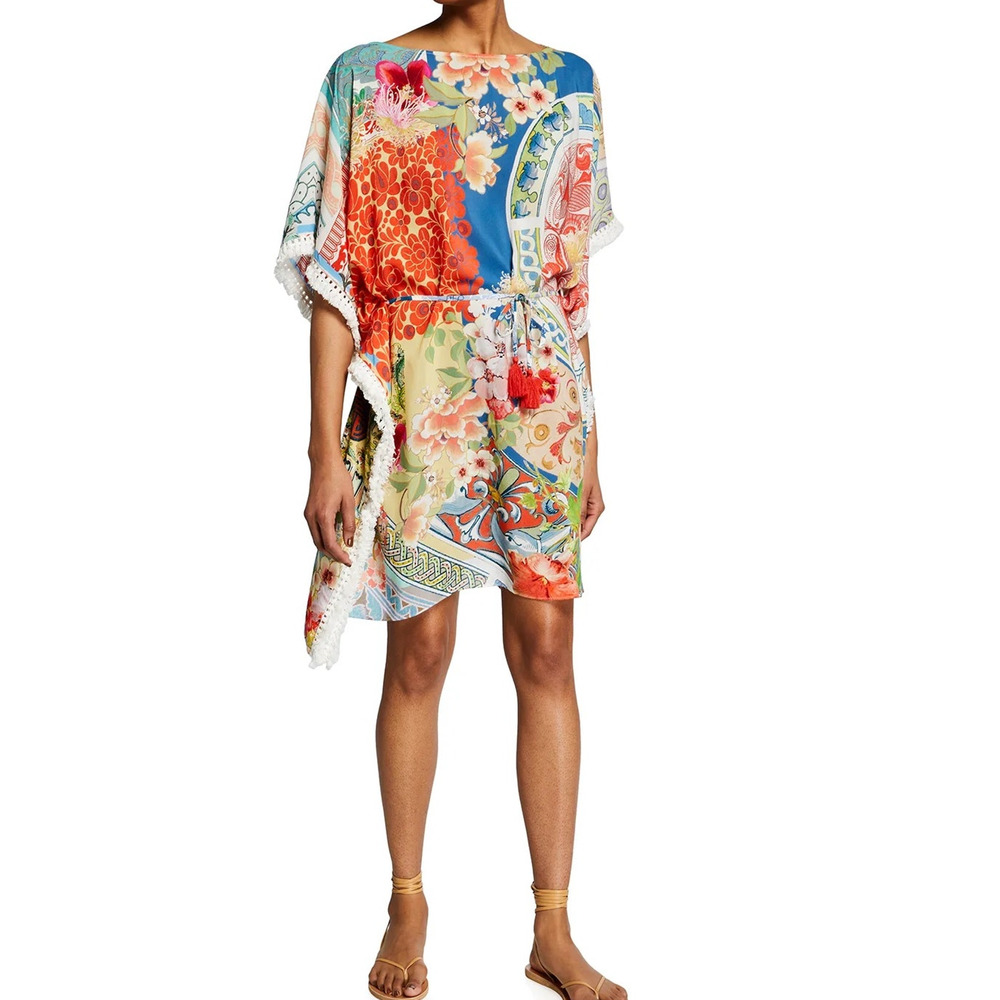 Johnny Was Boho Coverup Tunic Women's Size XL Short Kaftan Chic Indie Festival